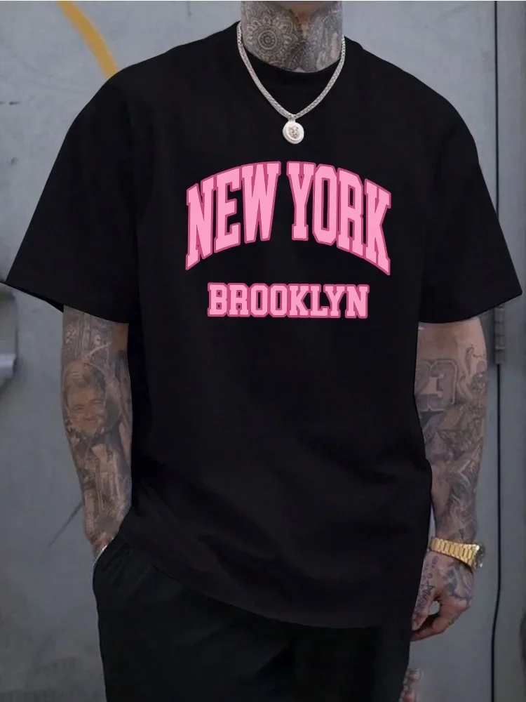 Street Fashion In New York - Camiseta Masculina de Verão em Algodão