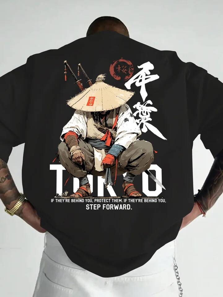Street Fashion In Tokyo - Camiseta Unissex Anime Samurai Tokyo Warrior
