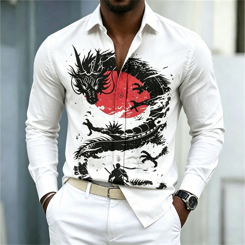 Street For Fashion - Camisa Masculina Nova 2026 Branca, Preta