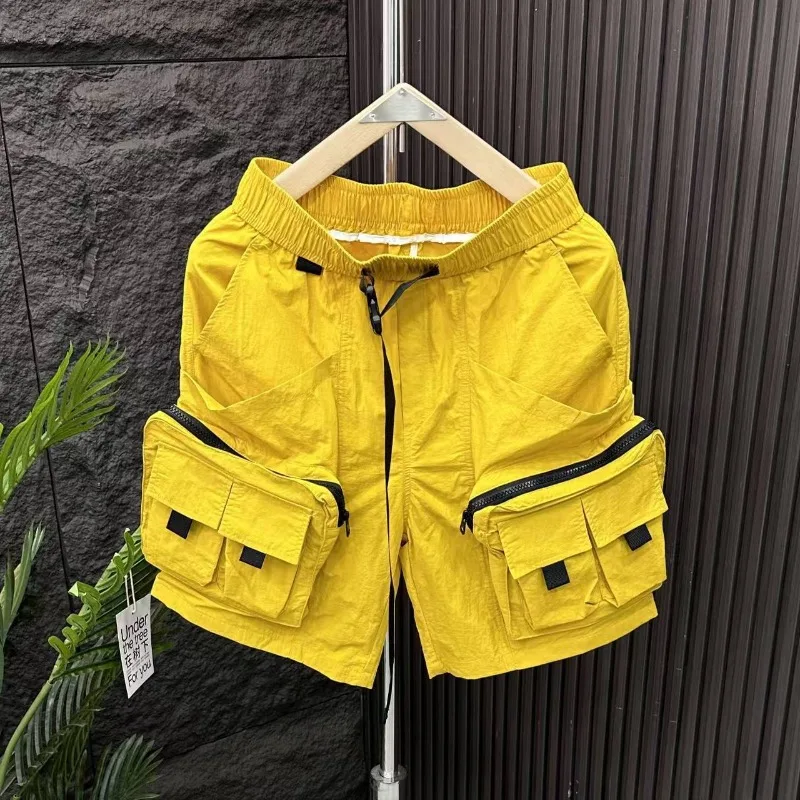 Cargo Pant Wide - Calções de carga masculinos sólidos soltos