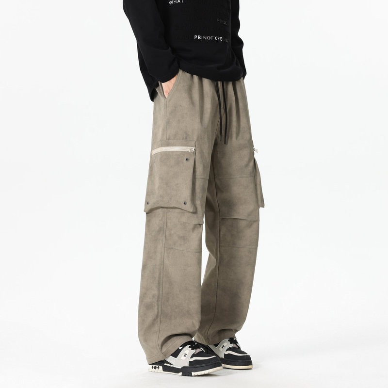 Cargo Pant Wide - Bolso elástico de cintura alta masculino