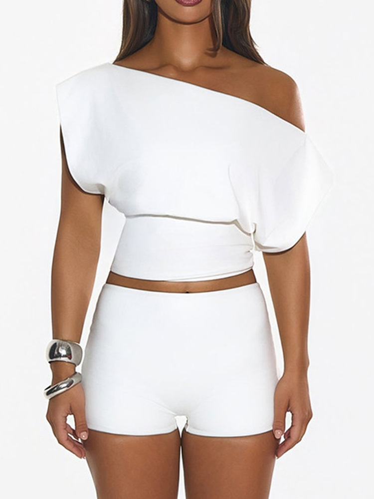Street Fashion Co - Conjunto de Malha Branco Sexy Off
