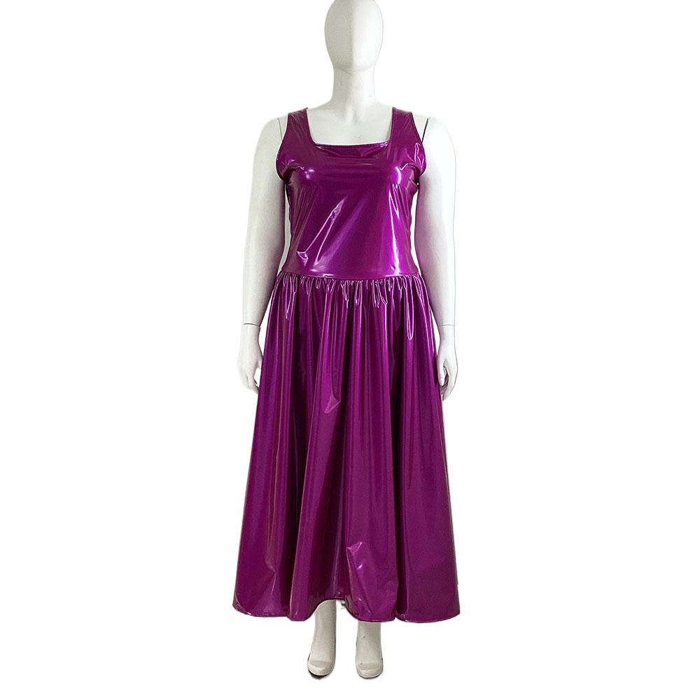 Queen Street Fashion - Vestido regata feminino de PVC, vestido