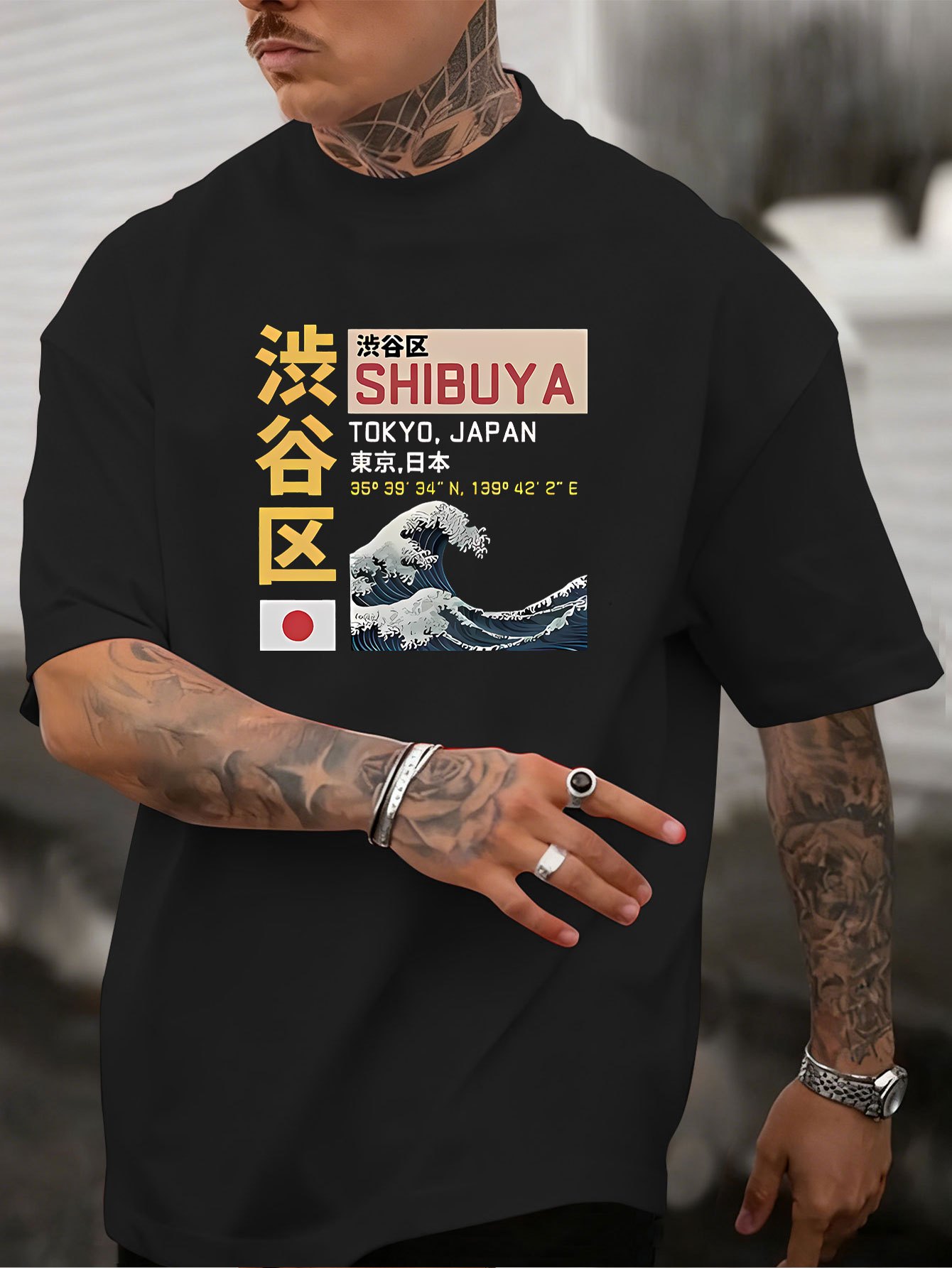 Street Fashion In Tokyo - Nova Camiseta Masculina Estampada Tokyo Shibuya