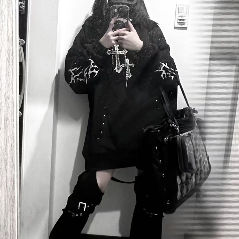 Nova subcultura gótico elegant - Graphic Hoodie Streetwear avaliação e preço