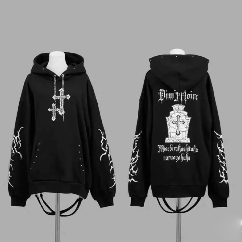 Nova subcultura gótico elegant - Graphic Hoodie Streetwear avaliação e preço