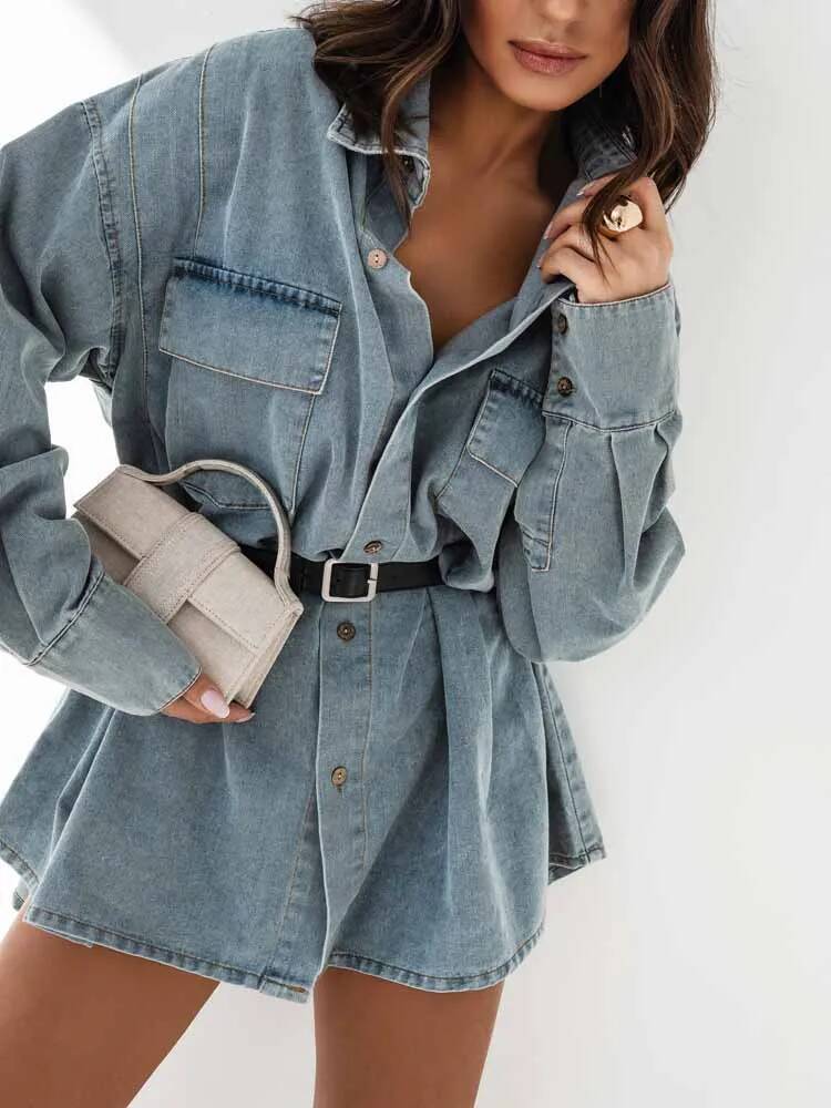 Mulheres denim camisa de grand - Street Fashion Taiwan avaliação e preço