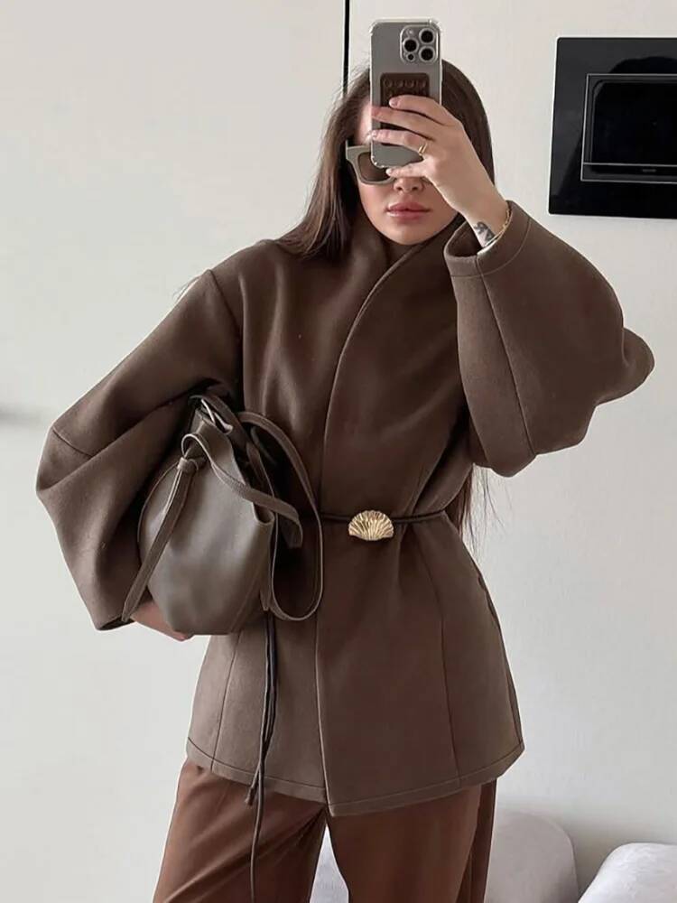 Casaco de lã sólido feminino c - Street Fashion Taiwan avaliação e preço