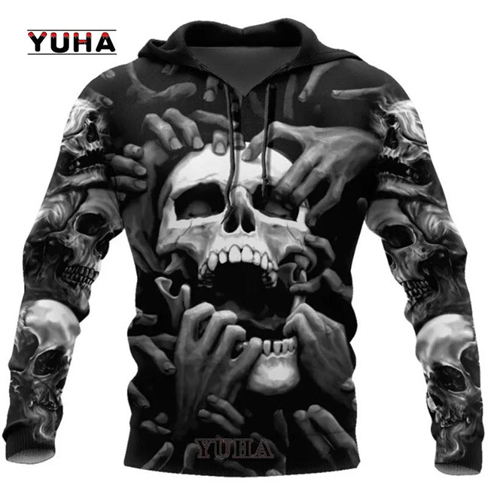 3d impresso crânio gráficos mo - Graphic Hoodie Streetwear avaliação e preço