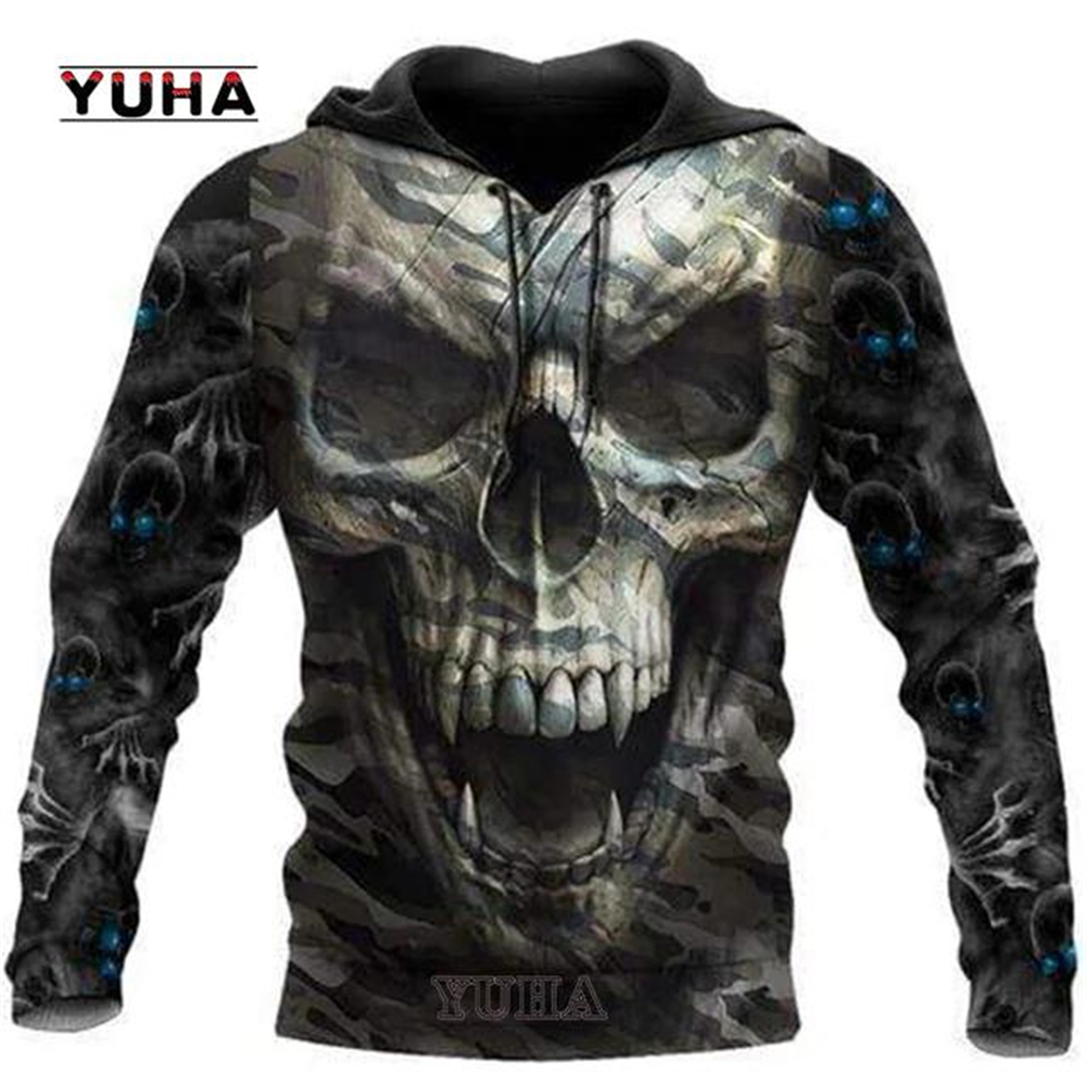 3d impresso crânio gráficos mo - Graphic Hoodie Streetwear avaliação e preço