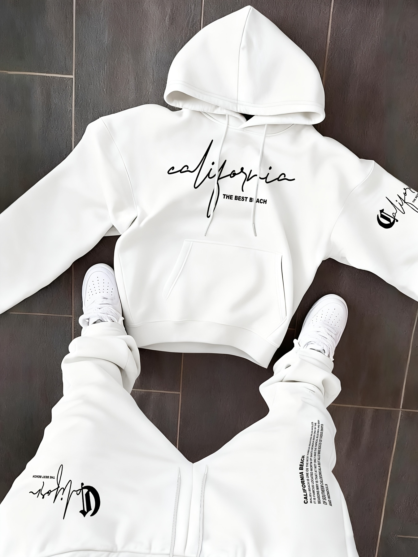 Conjunto de 2 peças masculino, - Graphic Hoodie Streetwear avaliação e preço