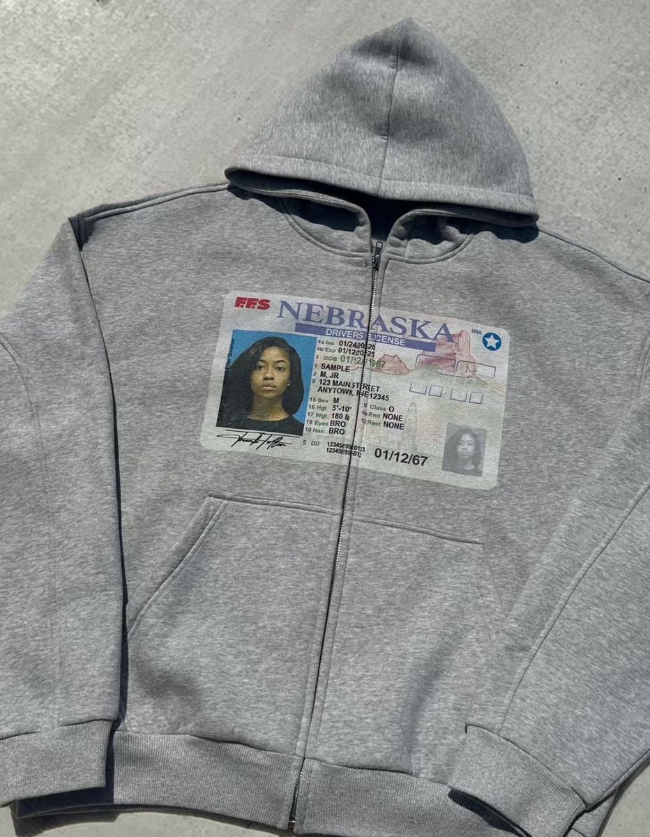 Hoodies Retro Cinza com Zíper  - Street Fashion In New York avaliação e preço