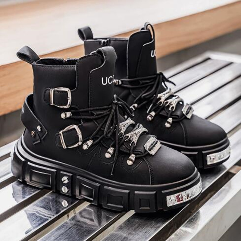 Tênis de cano alto preto com r - Street Fashion Luxury avaliação e preço
